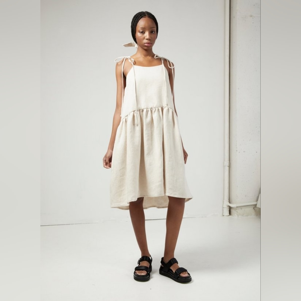 NWOT Eliza Faulkner Linen Tig Dress in Raw Linen (Sz XL)